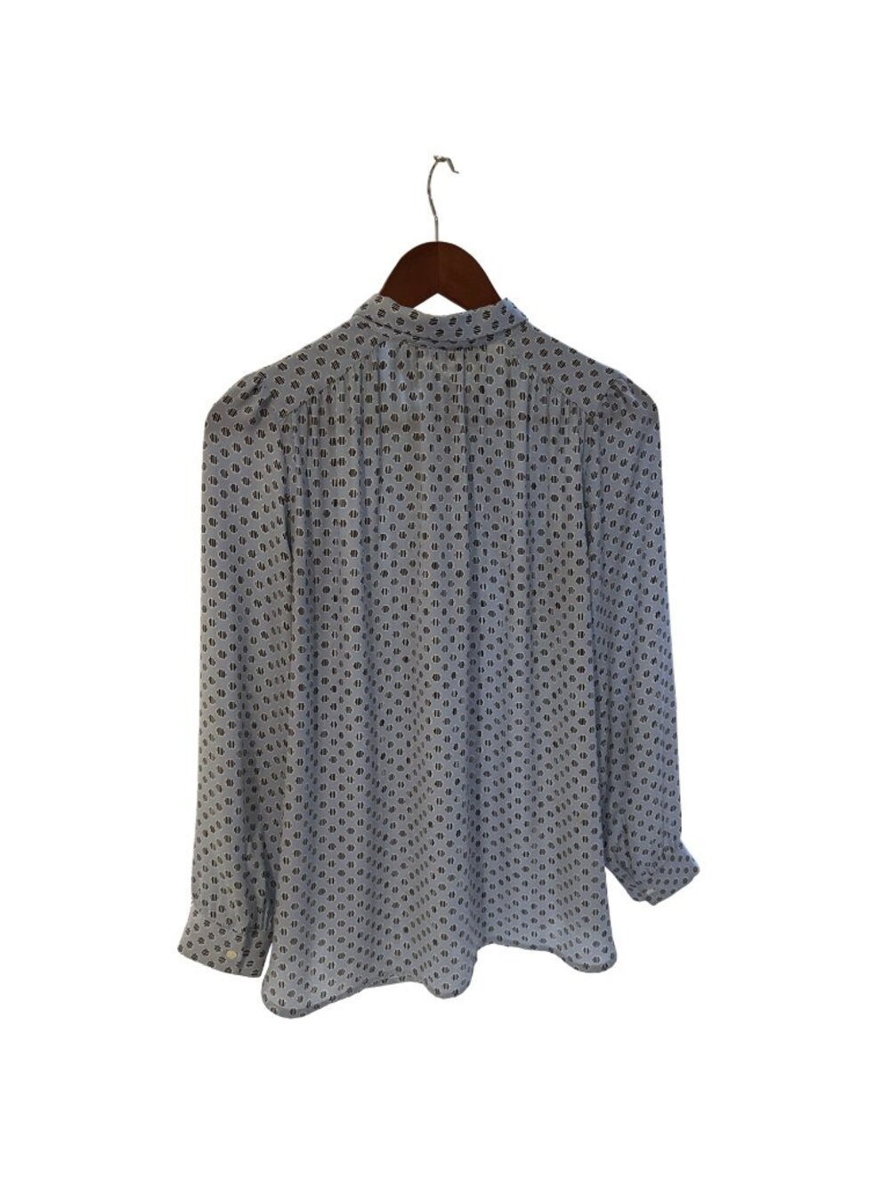 LOFT Long Sleeve Light Blue Polka Dot Blouse - Size MP - Picture 2 of 4